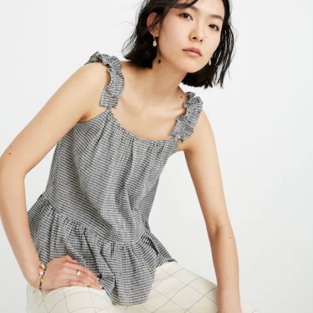 Madewell Gingham Ruffle Tank